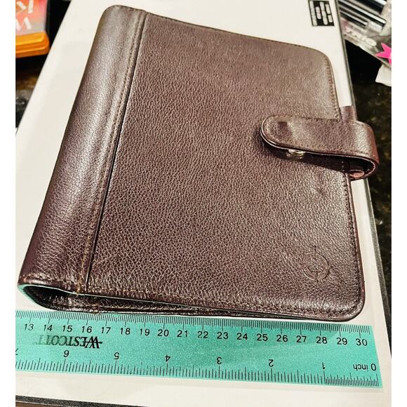 Vtg Franklin Covey Brown Full Grain Leather Planner 6 Ring Binder Rare - Picture 2 of 12